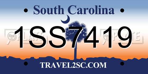 1SS7419 South Carolina License Plate