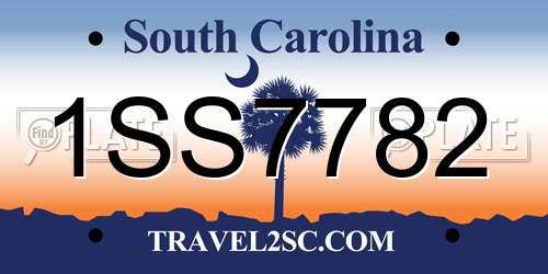1SS7782 South Carolina License Plate