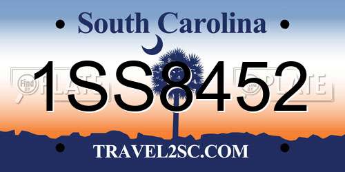 1SS8452 South Carolina License Plate