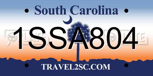 1SSA804 South Carolina License Plate