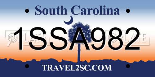 1SSA982 South Carolina License Plate