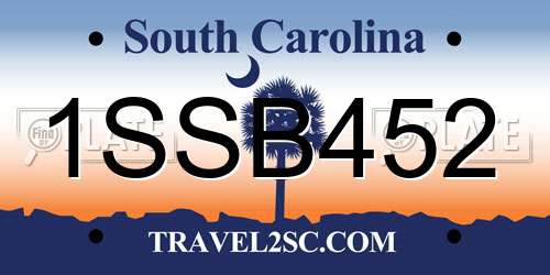 1SSB452 South Carolina License Plate