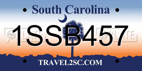 1SSB457 South Carolina License Plate