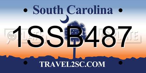 1SSB487 South Carolina License Plate