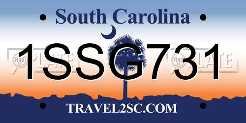 1SSG731 South Carolina License Plate