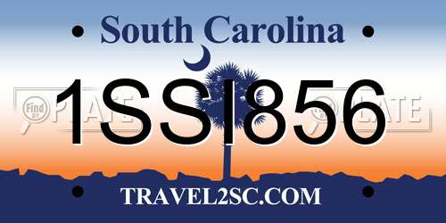1SSI856 South Carolina License Plate
