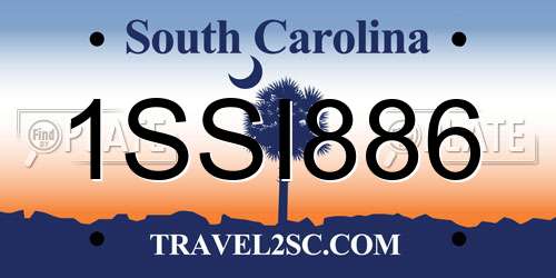 1SSI886 South Carolina License Plate