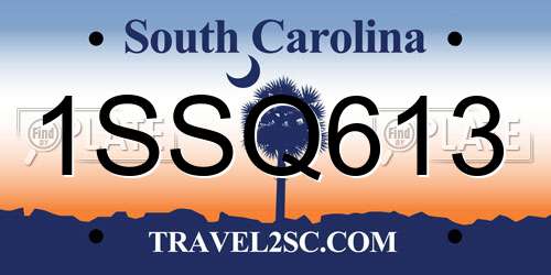 1SSQ613 South Carolina License Plate