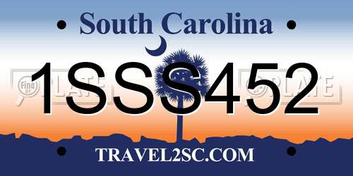 1SSS452 South Carolina License Plate