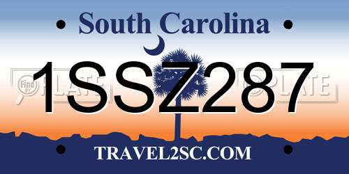 1SSZ287 South Carolina License Plate
