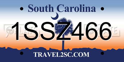 1SSZ466 South Carolina License Plate