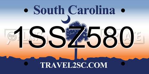 1SSZ580 South Carolina License Plate