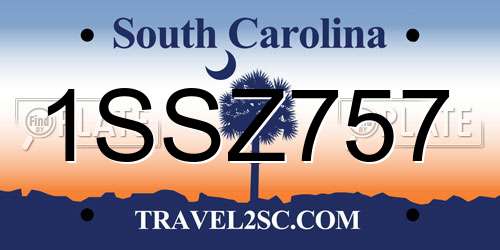 1SSZ757 South Carolina License Plate