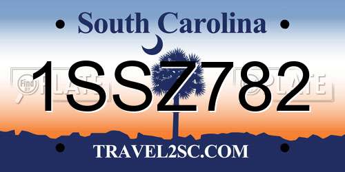 1SSZ782 South Carolina License Plate