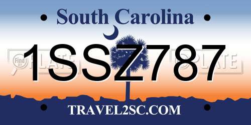 1SSZ787 South Carolina License Plate