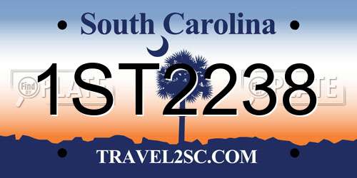 1ST2238 South Carolina License Plate
