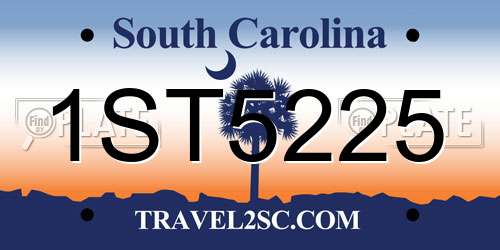 1ST5225 South Carolina License Plate