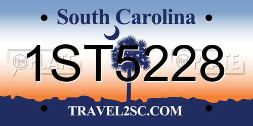 1ST5228 South Carolina License Plate