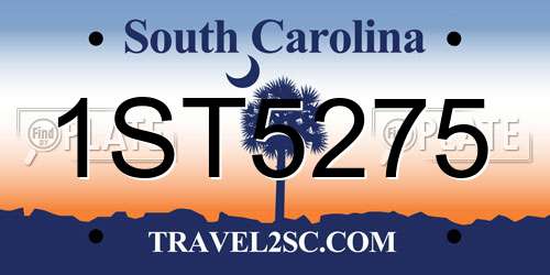 1ST5275 South Carolina License Plate