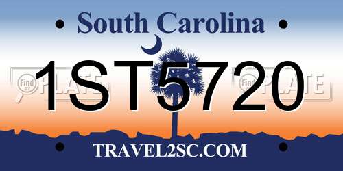 1ST5720 South Carolina License Plate