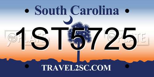 1ST5725 South Carolina License Plate