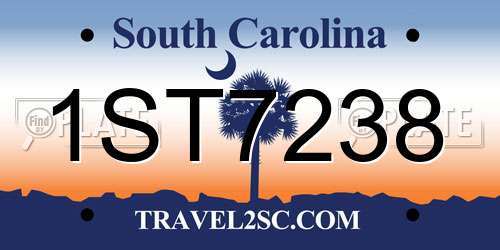 1ST7238 South Carolina License Plate
