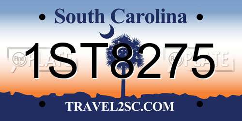 1ST8275 South Carolina License Plate
