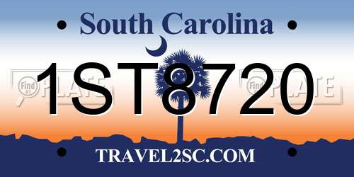 1ST8720 South Carolina License Plate