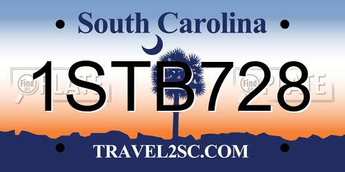 1STB728 South Carolina License Plate
