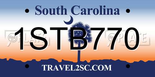 1STB770 South Carolina License Plate