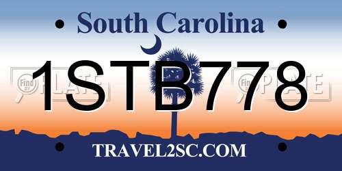 1STB778 South Carolina License Plate