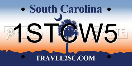 1STCW5 South Carolina License Plate