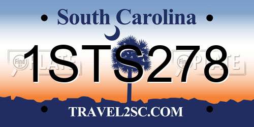 1STS278 South Carolina License Plate