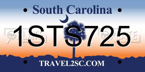 1STS725 South Carolina License Plate