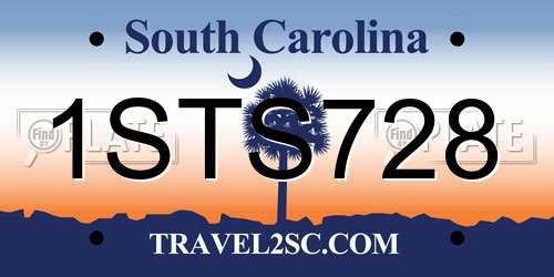 1STS728 South Carolina License Plate