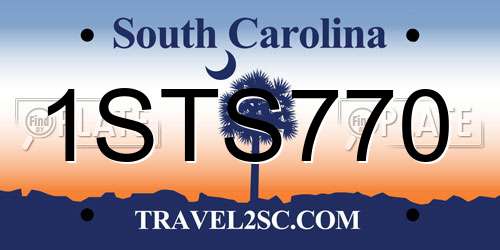 1STS770 South Carolina License Plate