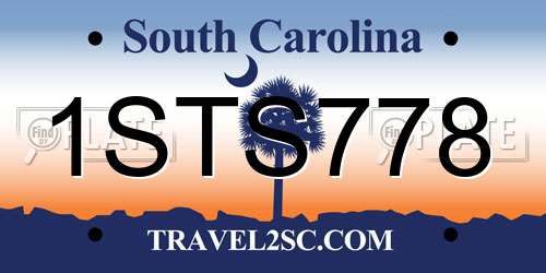 1STS778 South Carolina License Plate