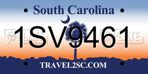 1SV9461 South Carolina License Plate
