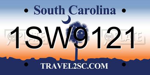 1SW9121 South Carolina License Plate