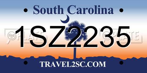 1SZ2235 South Carolina License Plate