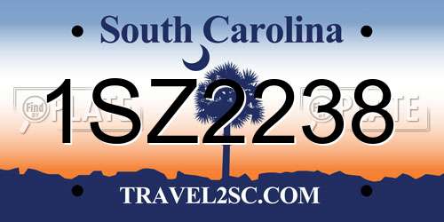 1SZ2238 South Carolina License Plate