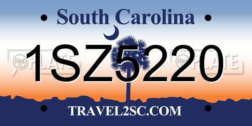 1SZ5220 South Carolina License Plate