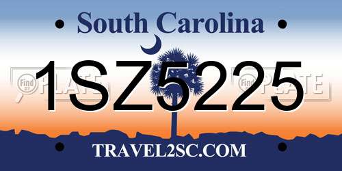 1SZ5225 South Carolina License Plate