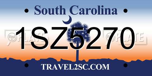1SZ5270 South Carolina License Plate