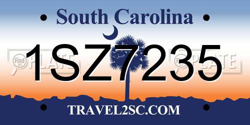 1SZ7235 South Carolina License Plate