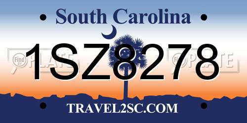 1SZ8278 South Carolina License Plate