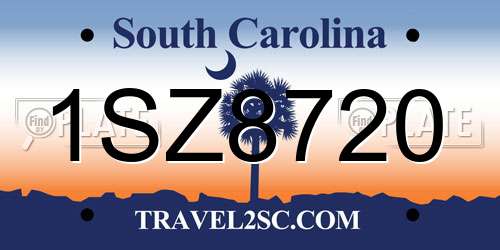1SZ8720 South Carolina License Plate