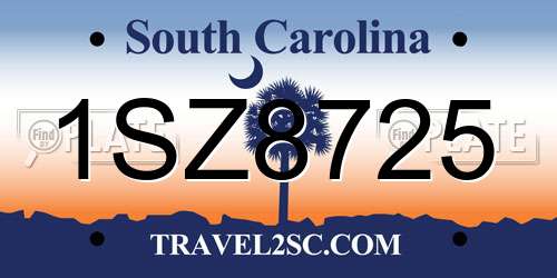 1SZ8725 South Carolina License Plate