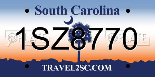 1SZ8770 South Carolina License Plate
