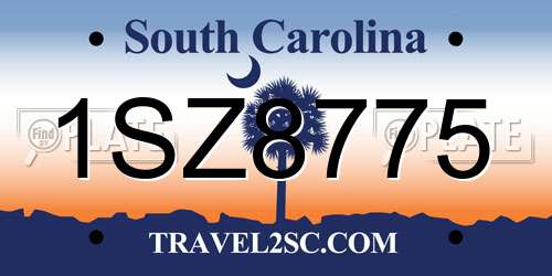 1SZ8775 South Carolina License Plate